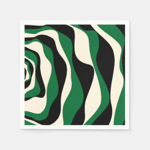 Ebb and Flow 4 in Green, Cream and Black  Napkin