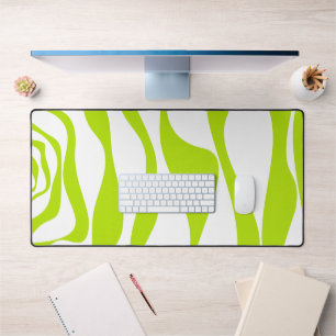 Ebb and Flow 4 in Lime Green and White Desk Mat
