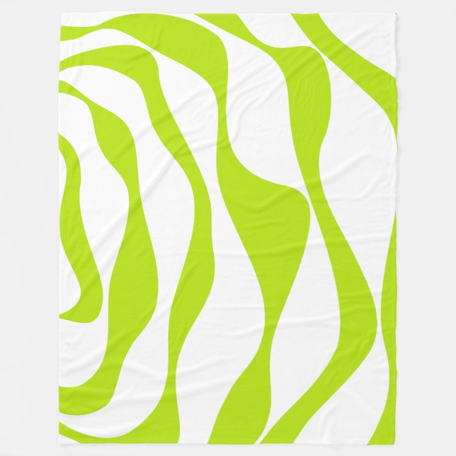 Ebb and Flow 4 in Lime Green and White Fleece Blanket (Front)