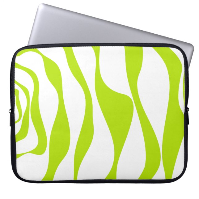 Ebb and Flow 4 in Lime Green and White Laptop Sleeve (Front)