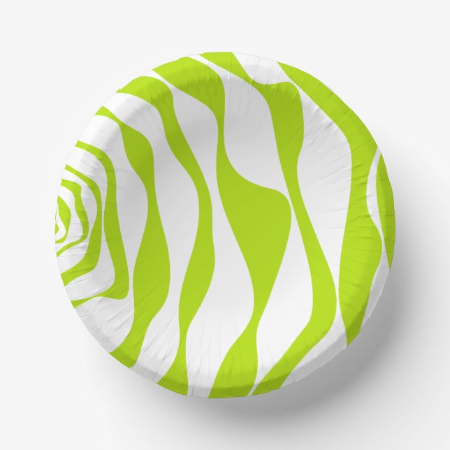 Ebb and Flow 4 in Lime Green and White Paper Plate (Front)