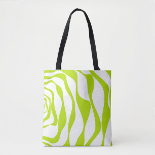 Ebb and Flow 4 in Lime Green and White Tote Bag