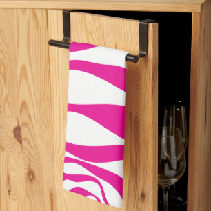 Ebb and Flow 4 in Magenta and White Kitchen Towel