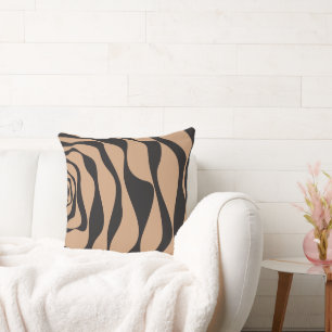 Ebb and Flow 4 in Tan and Black Throw Pillow