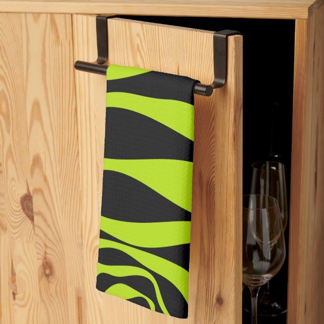 Ebb and Flow 4 - Lime Green Kitchen Towel (Thirds Fold)