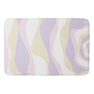 Ebb and Flow 4 - Pastel Pink, Yellow and Purple Bath Mat