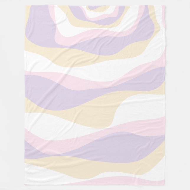 Ebb and Flow 4 - Pastel Pink, Yellow and Purple Fleece Blanket (Front)