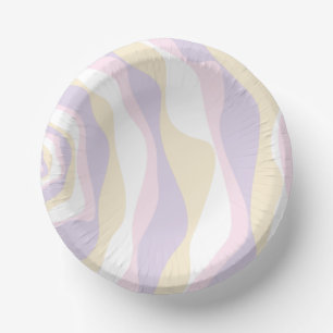 Ebb and Flow 4 - Pastel Pink, Yellow and Purple Paper Plate