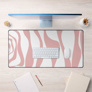 Ebb and Flow 4 - Pink and White Desk Mat