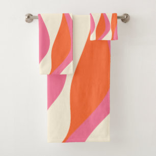 Ebb and Flow 4 - Pink, Orange and Cream Bath Towel Set