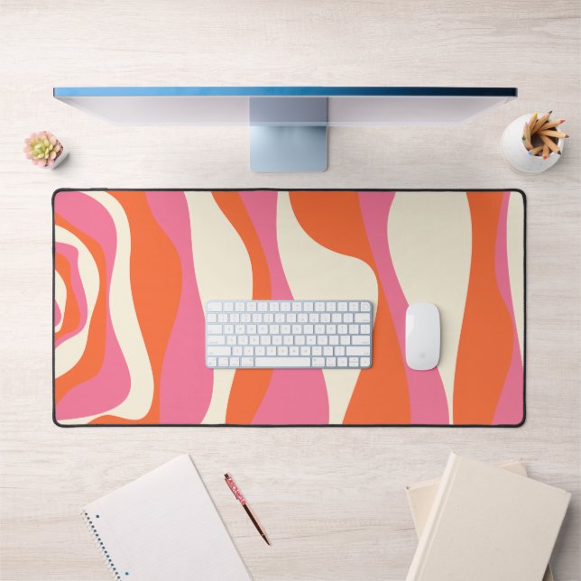 Ebb and Flow 4 - Pink, Orange and Cream Desk Mat (Office 1)