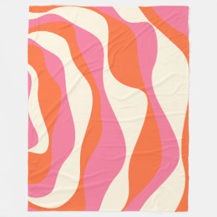 Ebb and Flow 4 - Pink, Orange and Cream Fleece Blanket