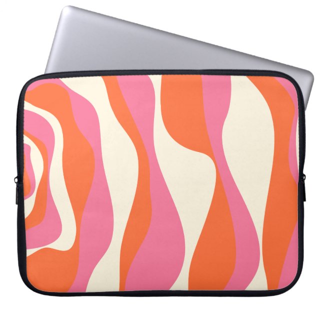Ebb and Flow 4 - Pink, Orange and Cream Laptop Sleeve (Front)