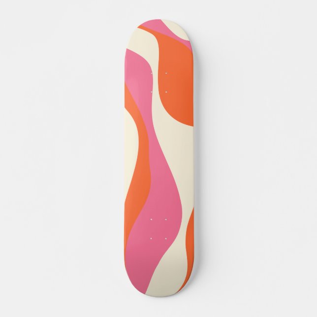 Ebb and Flow 4 - Pink, Orange and Cream Skateboard (Front)