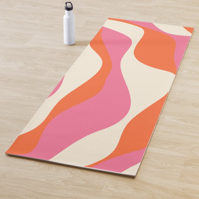 Ebb and Flow 4 - Pink, Orange and Cream Yoga Mat (In Situ)
