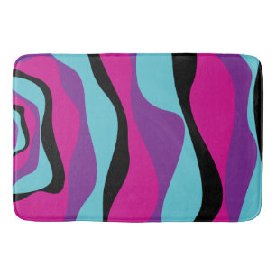 Ebb and Flow 4 - Pink, Purple, Blue and Black Bath Mat