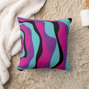 Ebb and Flow 4 - Pink, Purple, Blue and Black Throw Pillow