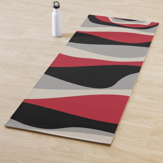 Ebb and Flow 4 - Red, Grey, Black and Bone White Yoga Mat (In Situ)