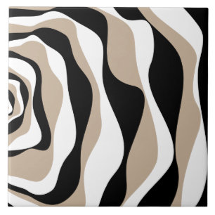 Ebb and Flow 4 - Taupe, Black and White Tile