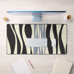 Ebb and Flow in Black, Grey and Cream Desk Mat
