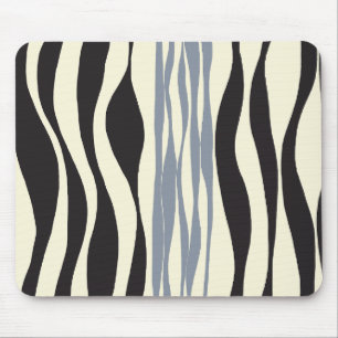 Ebb and Flow in Black, Grey and Cream  Mouse Pad