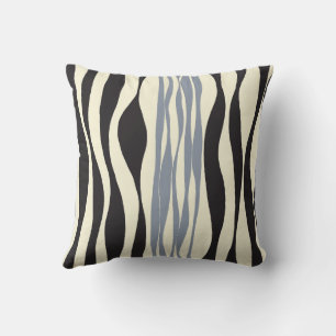 Ebb and Flow in Black, Grey and Cream Throw Pillow