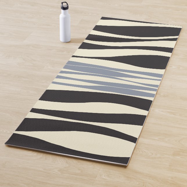 Ebb and Flow in Black, Grey and Cream  Yoga Mat (In Situ)