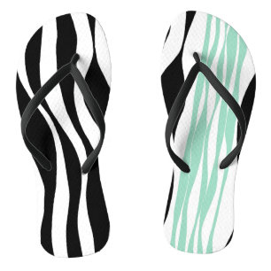 Ebb and Flow - Mint Green, White and Black  Flip Flops