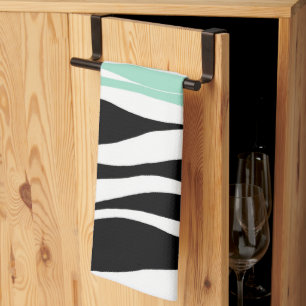 Ebb and Flow - Mint Green, White and Black  Kitchen Towel