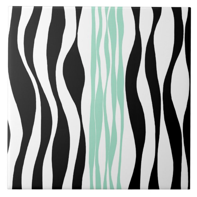 Ebb and Flow - Mint Green, White and Black  Tile (Front)