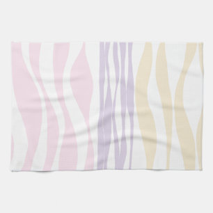 Ebb and Flow - Pastel Pink, Yellow and Purple Kitchen Towel