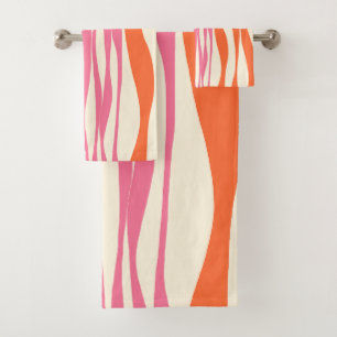 Ebb and Flow - Pink, Orange, and Cream Bath Towel Set