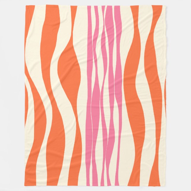 Ebb and Flow - Pink, Orange, and Cream  Fleece Blanket (Front)