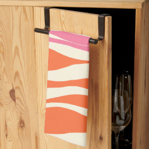 Ebb and Flow - Pink, Orange, and Cream Kitchen Towel