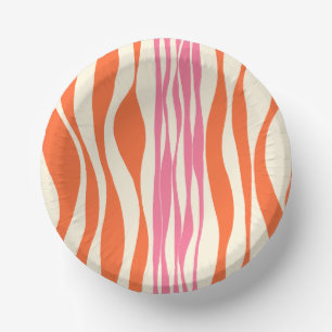 Ebb and Flow - Pink, Orange, and Cream  Paper Plate