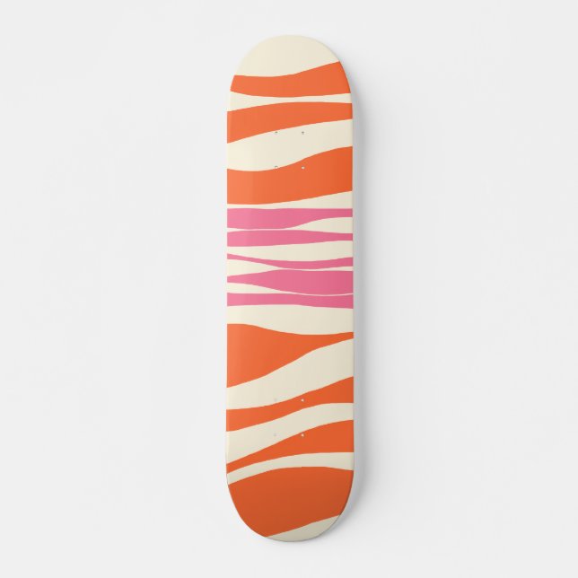 Ebb and Flow - Pink, Orange, and Cream  Skateboard (Front)