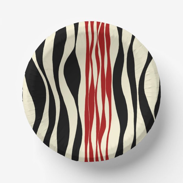 Ebb and Flow - Red & Cream Paper Plate (Front)