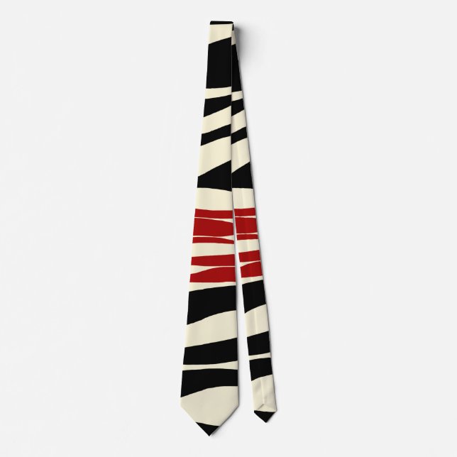 Ebb and Flow - Red & Cream Tie (Front)