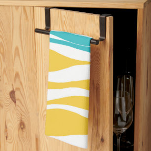 Ebb and Flow - Turquoise & Yellow Kitchen Towel