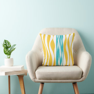 Ebb and Flow - Turquoise & Yellow Throw Pillow
