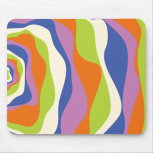 Ebb & Flow 4 Blue, Orange, Purple, Green & Cream Mouse Pad