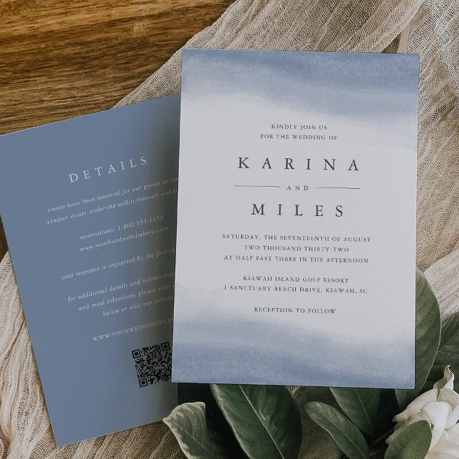 Ebb Tide Coastal Watercolor All in One Wedding Invitation (Creator Uploaded)