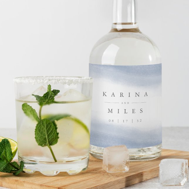 Ebb Tide | Coastal Watercolor Wedding Liquor Bottle Label (Creator Uploaded)