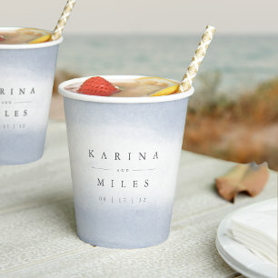 Ebb Tide Coastal Watercolor Wedding Paper Cups