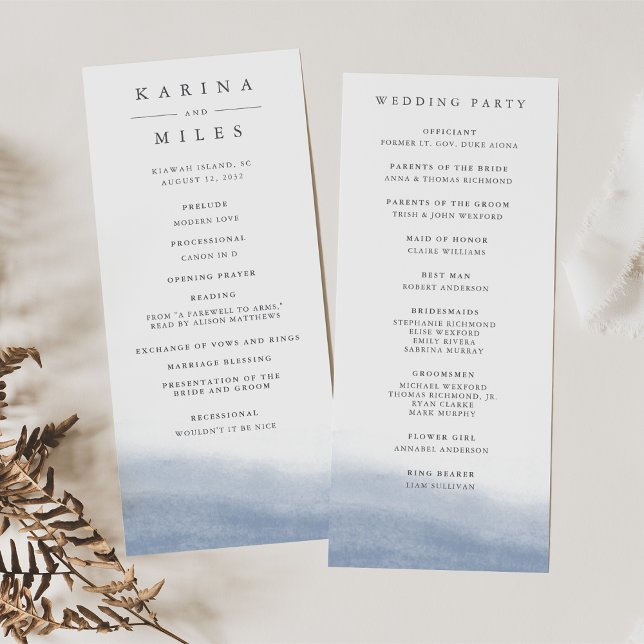 Ebb Tide Coastal Watercolor Wedding Program (Creator Uploaded)