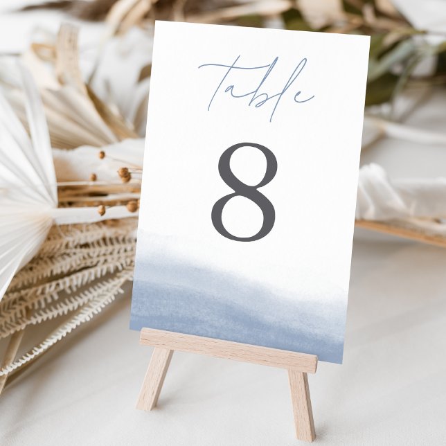 Ebb Tide Elegant Simple Coastal Watercolor Table Number (Creator Uploaded)