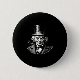 Ebeneezer Scrooge Rtrait With Signature  2 Inch Round Button