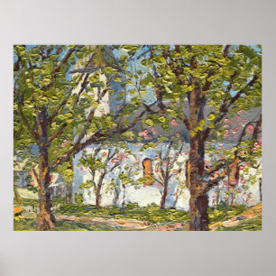 Ebenezer Church in Blues Pinks Greens Oranges Poster