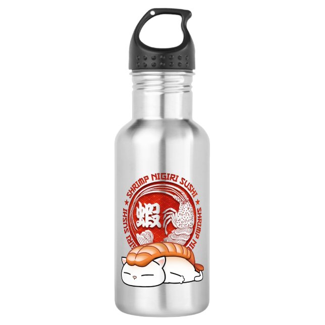 Ebi Shrimp Sushi Cat 532 Ml Water Bottle (Front)