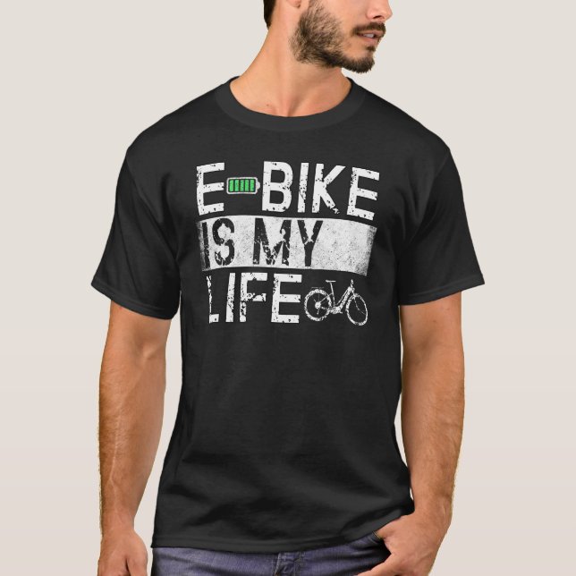 Ebike Cycling Retro E Bike Cyclist Battery Bicycle T-Shirt (Front)